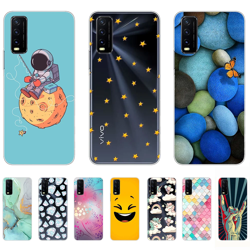

Silicon Case for vivo Y20 Cartoon Fashion Flexible Cover on vivo Y20 2021 Shell Cover Ultra-thin Non-slip Shockproof Personality
