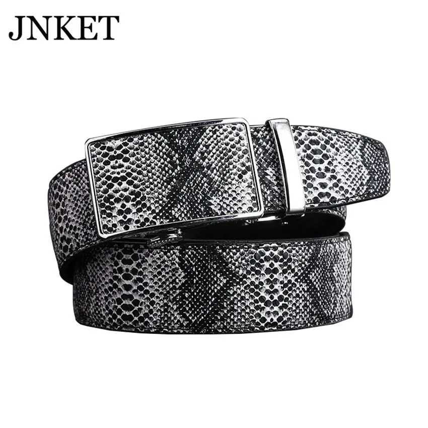 

JNKET Fashion Men' Cowhide Waist Belt Snake Pattern Waist Belt Business Waistband Casual Waist Straps