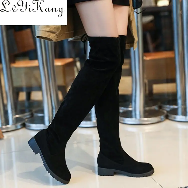 Новинка зимы 2019 европейские и американские сапоги Burst женские эластичные выше