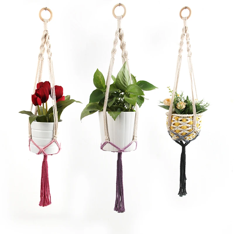 Подвеска для растений из макраме корзина горшок держатель висит узлом подъемный