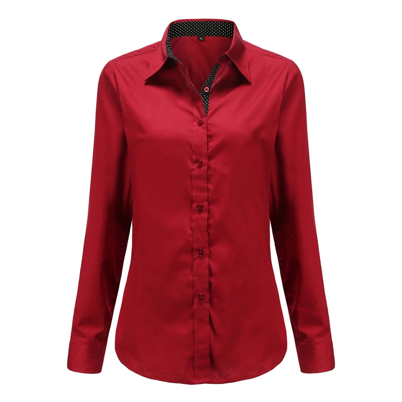 Женская блузка в горошек Dioufond хлопковая мелкий с длинным рукавом цветная рубашка