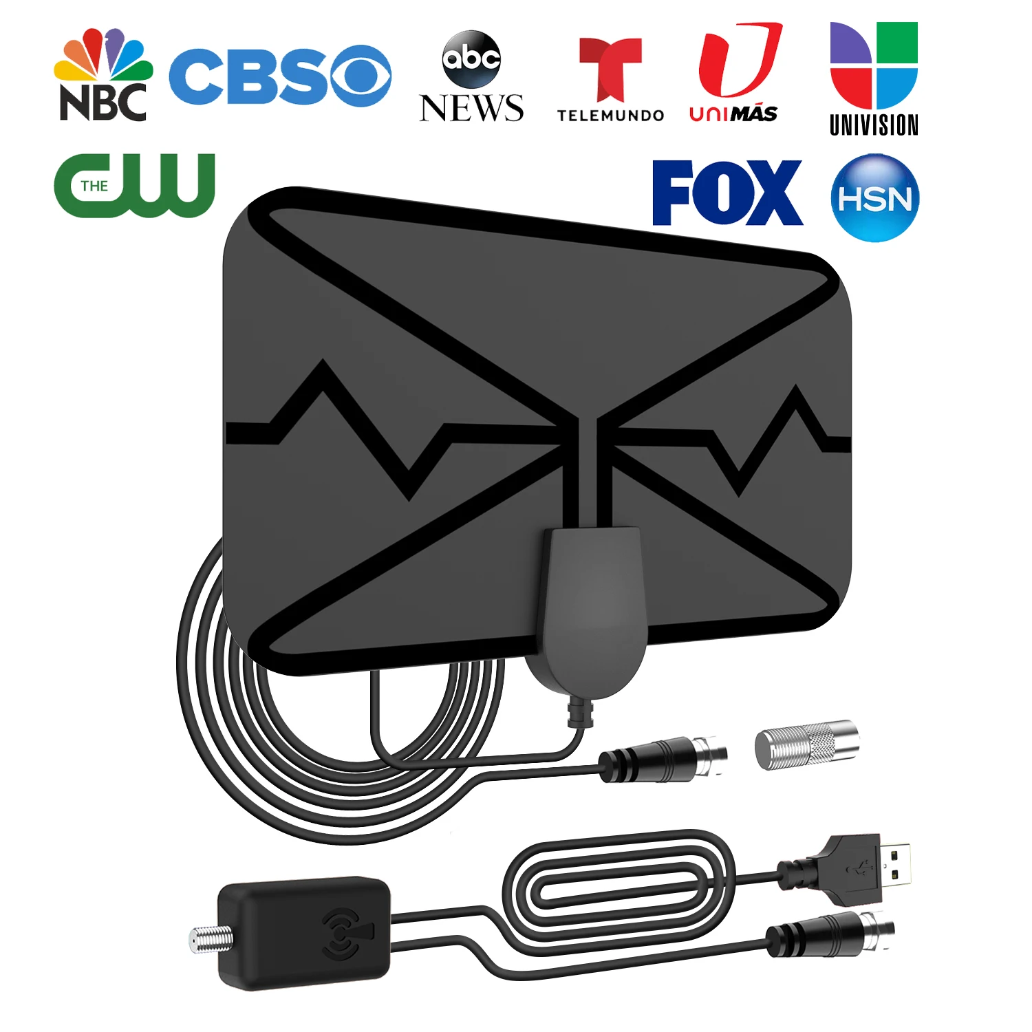 

4K 37DBI High Gain HDTV DTV Box Digital TV Antenna 3600 Miles Booster Active Indoor Aerial HD Flat Design Fox DVB-T2 TV Antenna