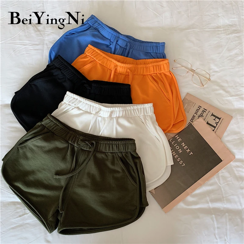 

Beiyingni New Fashion Sport Shorts Womens High Waist Solid Color Student Casual Loose Large Size Short Female Trendy Shorts Lady