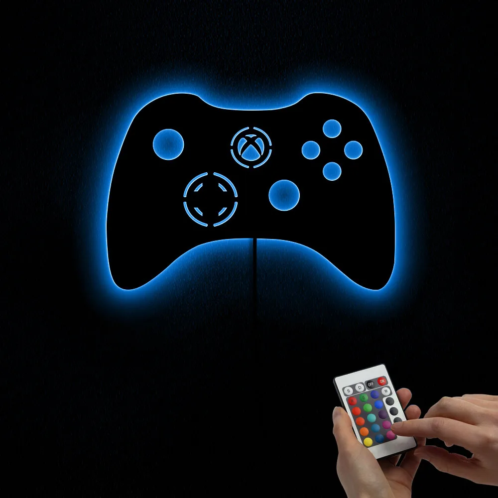 

Gamepad Joystick LED Lighting Mirror Video Game Gamepad Shaped Illuminated Wall Mirror Game Room Light Up Art Decor Glow in Dark