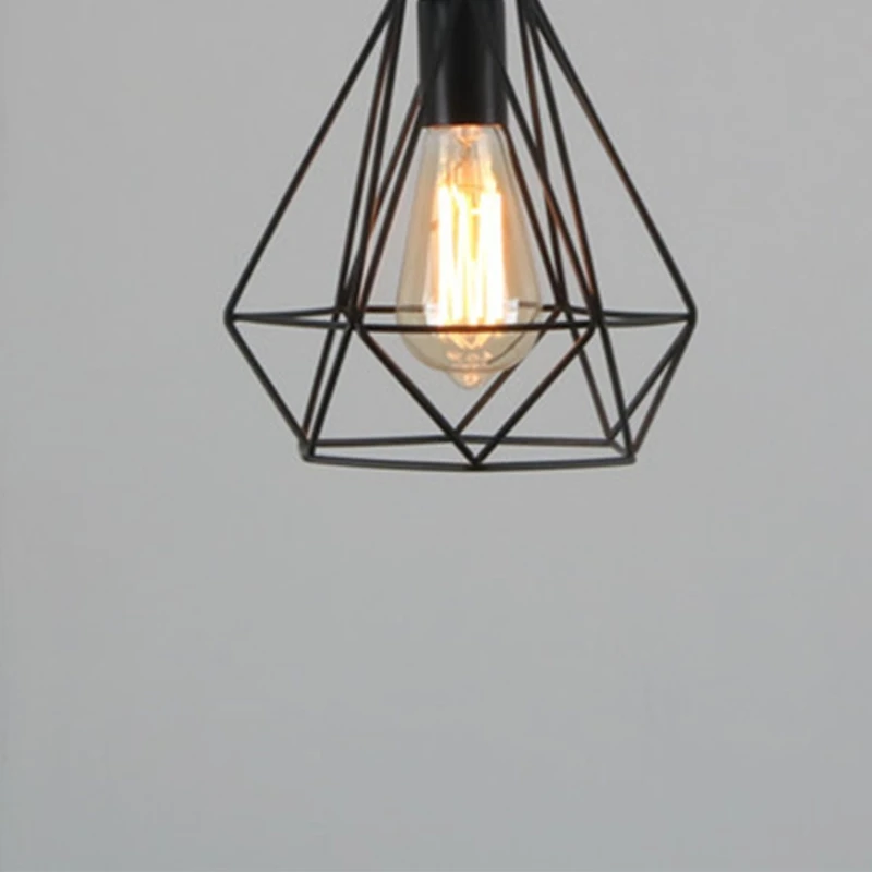 

Wrought Iron Ceiling Lamp Creative Vintage Diamond-shaped Chandelier Lampshade for Restaurant Coffee Shop Decoration