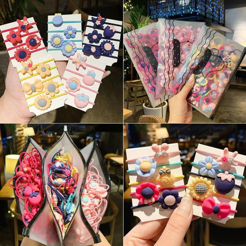 

20Pcs Children's Hair Ties Headdress Not Hurt Girls Scrunchies Elastic Hair Band Kids Hair Rope Rubber Band Set Hair Accessories