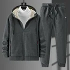 Мужской утепленный кардиган с капюшоном, повседневная спортивная одежда из хлопка и флиса, спортивный костюм из бархата ягненка, пальто большого размера для зимы