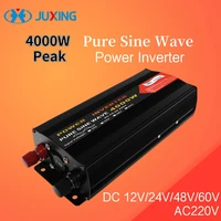 juxing 4000w car power inverter dc12v24v48v60v to ac 220v converter with display use for vehicle truck pure sine wave