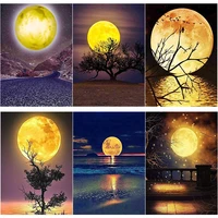 new 5d diy diamond painting full moon cross stitch full square round drill night view diamond embroidery home decor manual gift