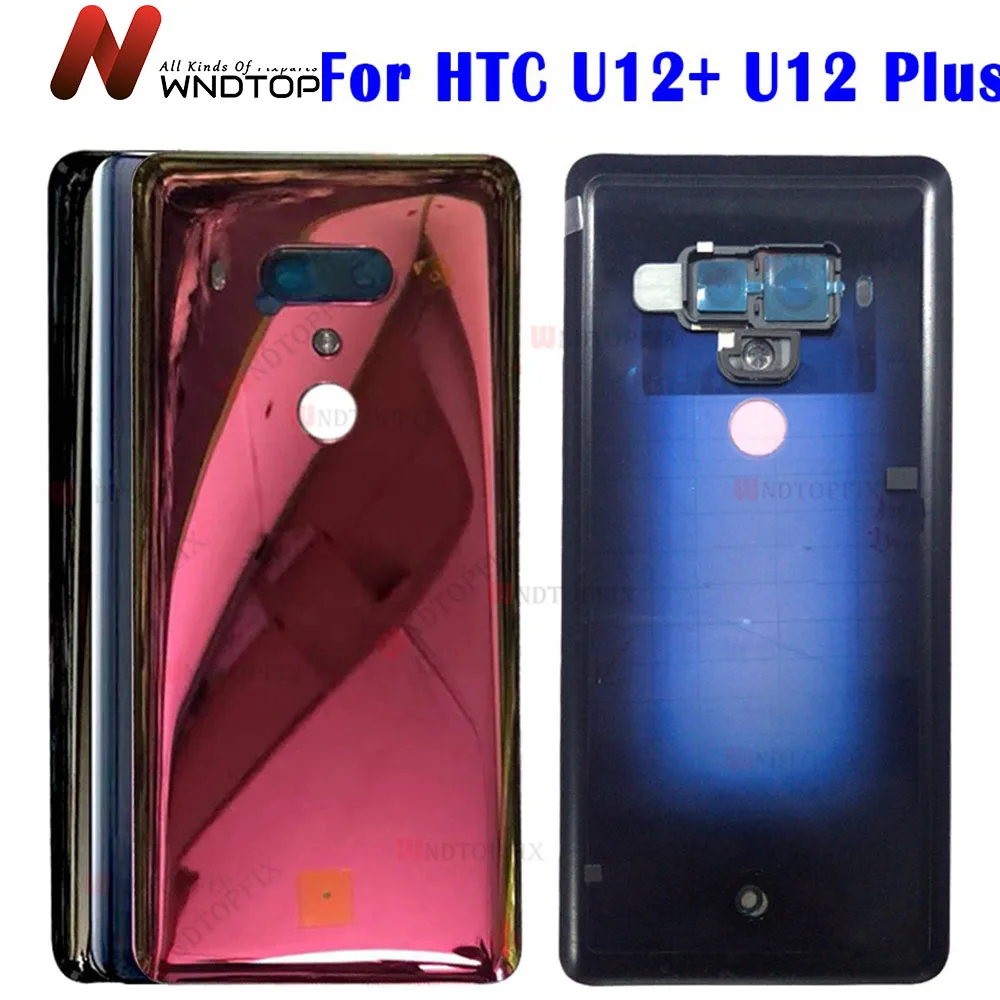 Cubierta trasera de batería para HTC U12 Plus, Panel de cristal, pieza de repuesto, 6,0 pulgadas