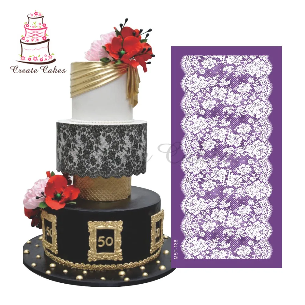 Цветочные кружевные дизайнерские сетчатые трафареты для свадебного торта