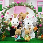 Подарок на свадьбу в масштабе 1:12, кукольный домик с кроликом, миниатюрная деревянная мебель, игрушки, лесные животные, Семейный комплект для ролевых игр, дети, g