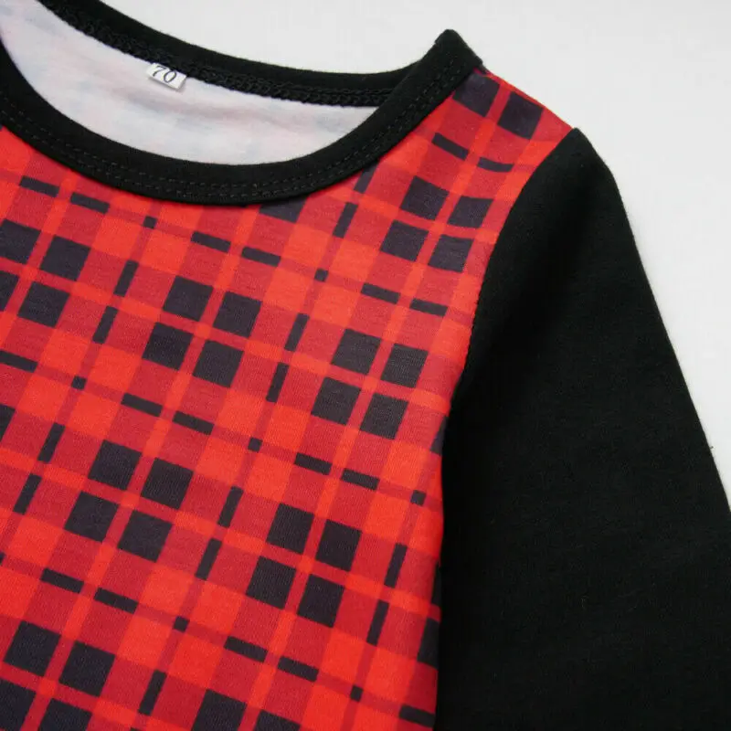 Рождественское боди для маленьких мальчиков и девочек клетчатый комбинезон с