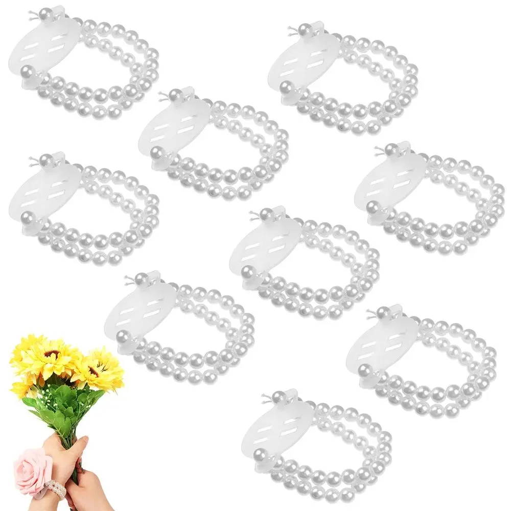 

Handmade Wedding Accessorise Elastic Hand Double Layer Wristlet Bride Corsage Pearl Wristband