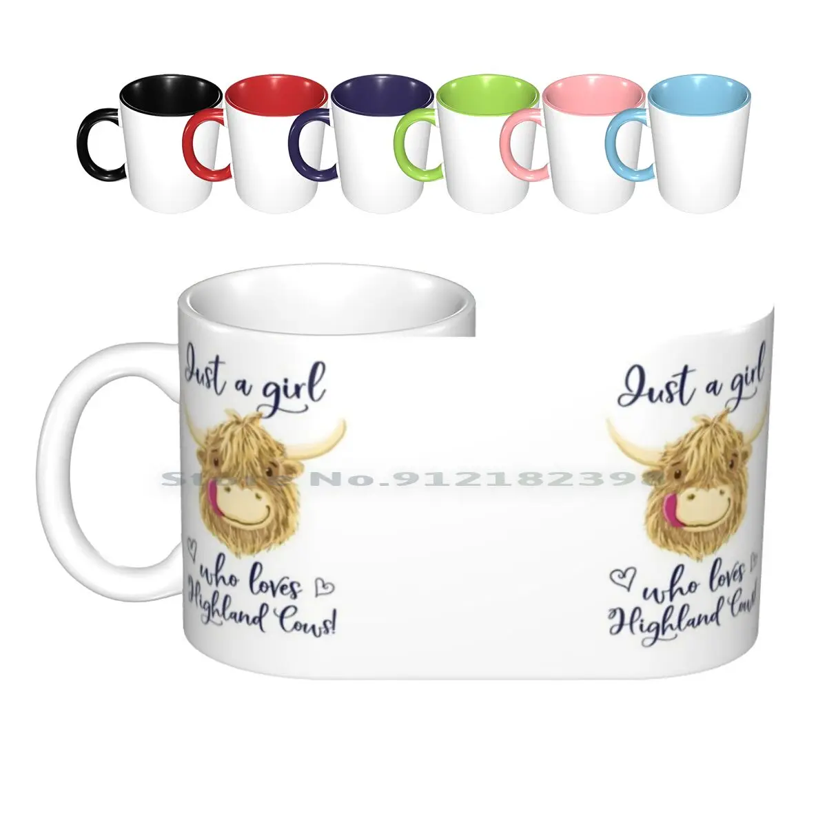 

Керамические кружки с надписью «Just A Girl», которая любит шотландскую горную корову, кофейные чашки, кружка для молока и чая, шотландскую коров...