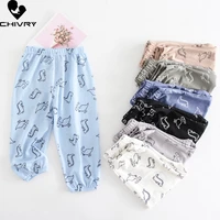 new 2021 spring summer kids boys girls thin anti mosquito pants cartoon print cotton linen bloomers pants trousers baby clothing