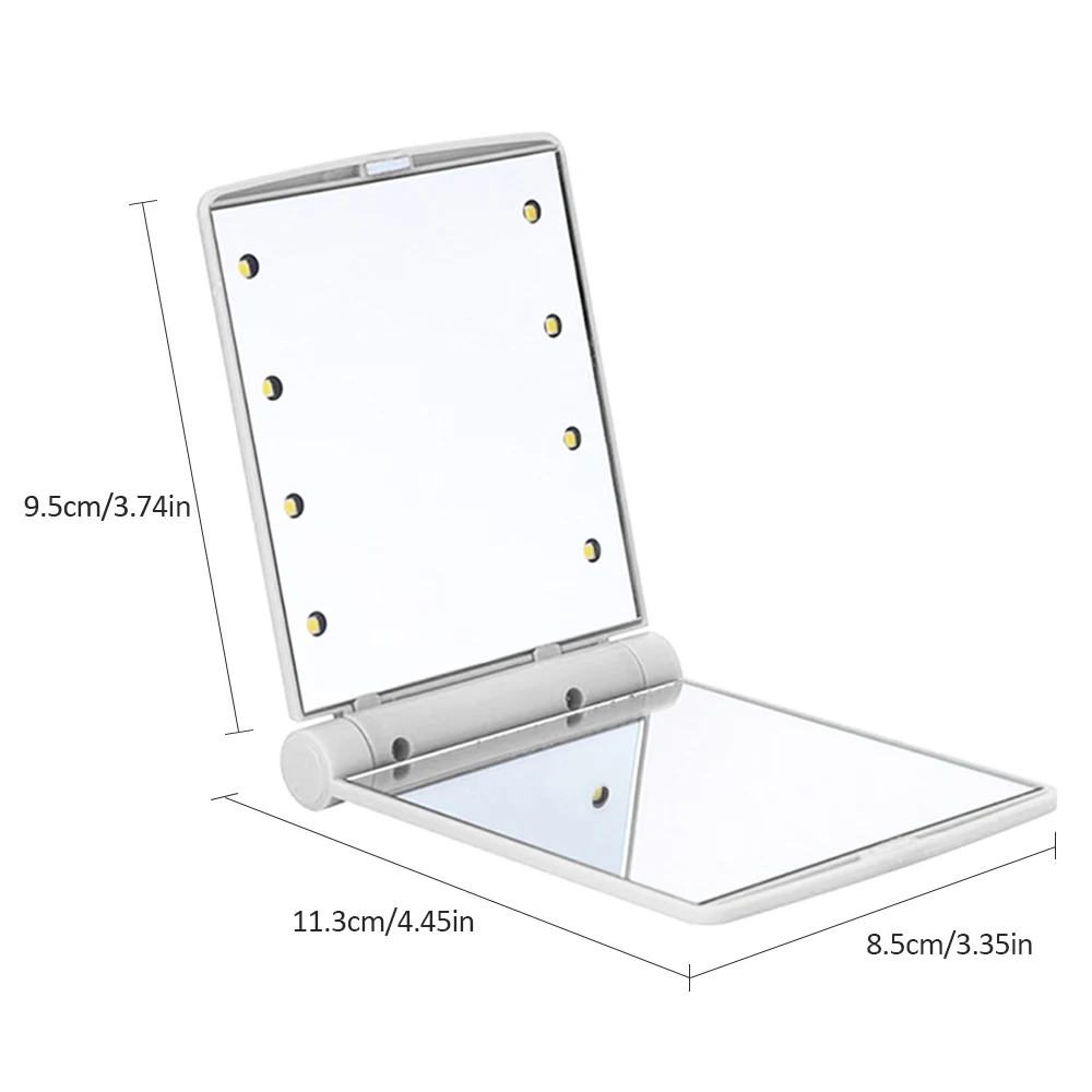 8 светодиодный косметическое зеркало складной двойной карман с подсветкой для
