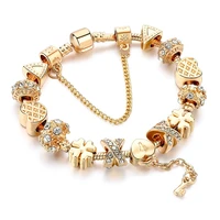ins new fashion gold heartkey bead braceletsbangles for women pulseira feminina charm crystal jewelry trendy bracelet bt200302