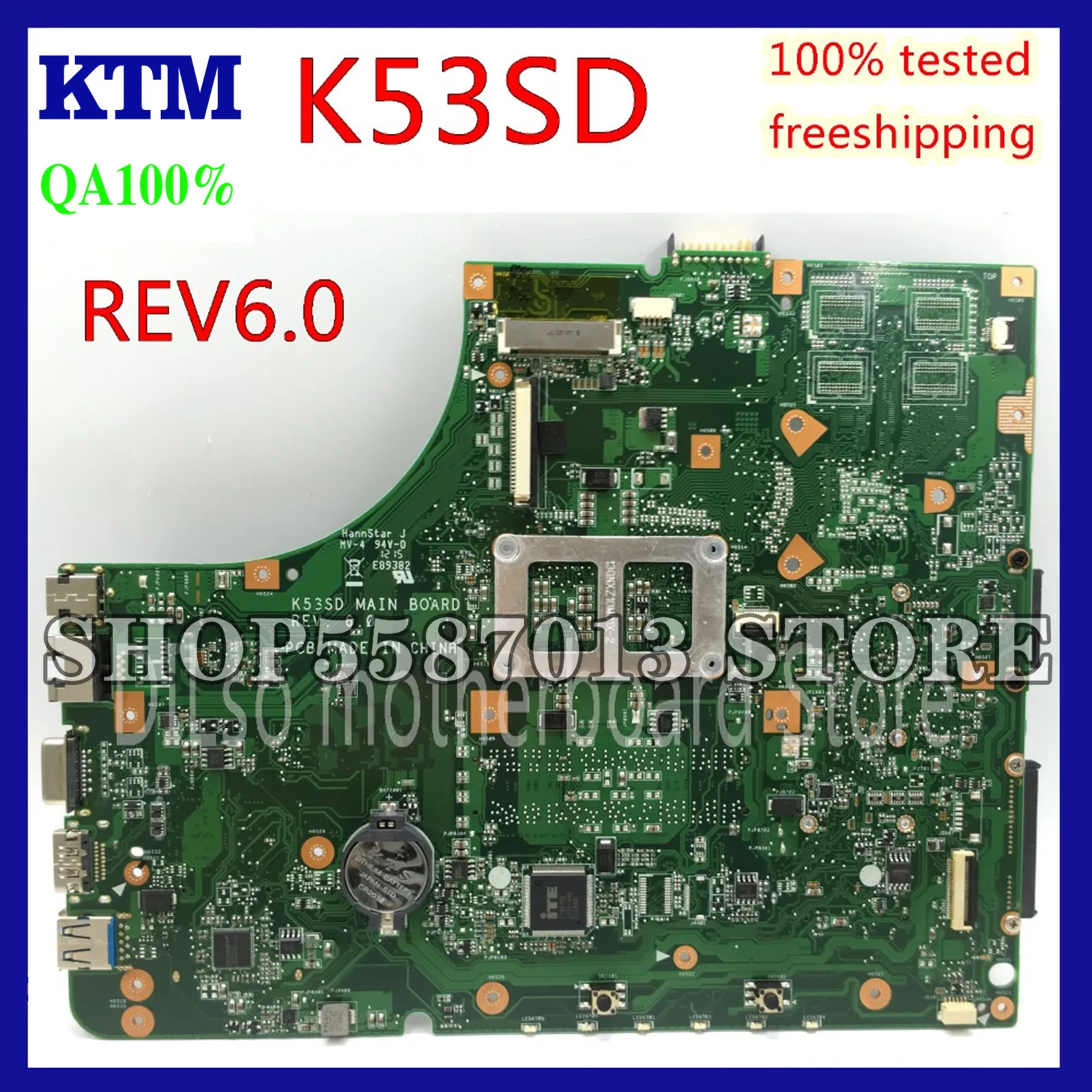 

KEFU K53E K53SD Laptop Motherboard For Asus A53S K53SD K53S K53E Motherboard DDR3 Test work 100%