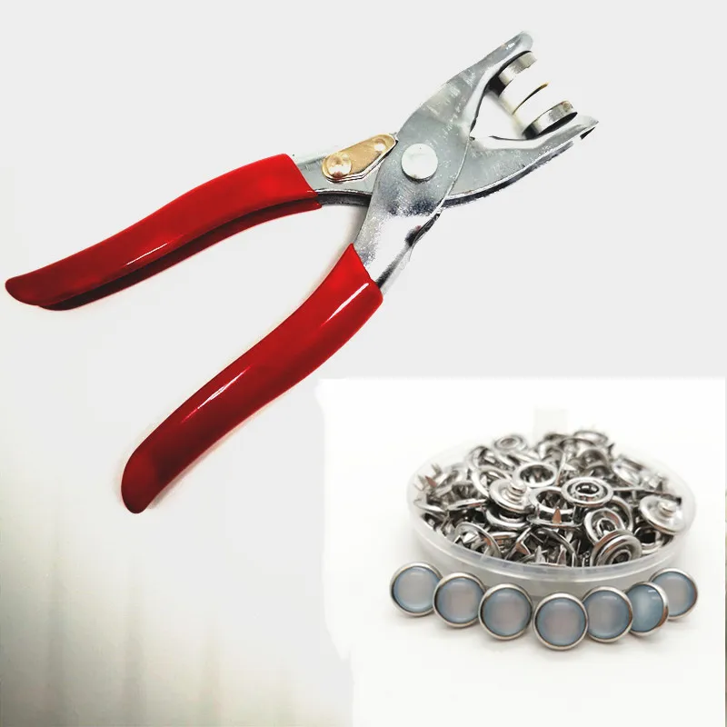 100button with tool REE Новые 100 наборы 10 мм Красочные жемчужные кнопки для кожи, кнопки защелки, крепления комбинированной кнопки - Цвет: 100button with tool