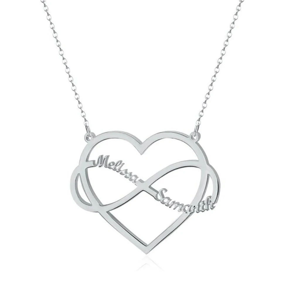 

Mini-World Custom Couple Name Heart Necklace Stainless Steel Jewelry Personality Classic Infinity Symbol Pendant Birthday Gift