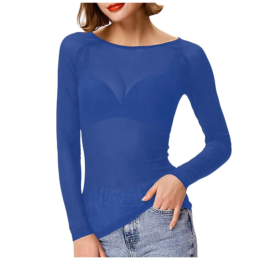 Блузка Женская однотонная Прозрачная с длинным рукавом 20 # | одежда