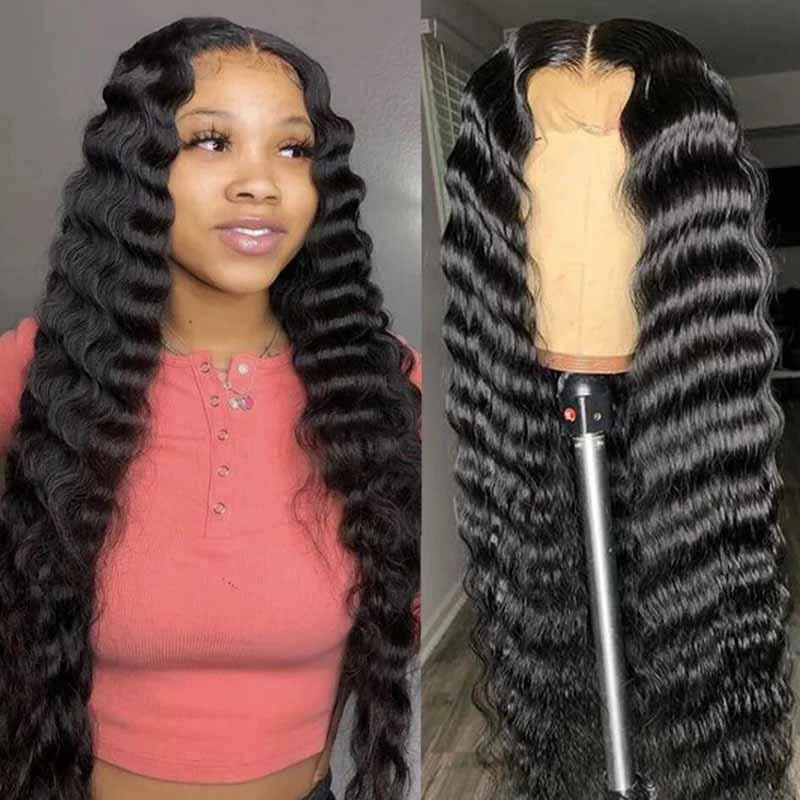 

30 Inch Malaysian Loose Deep Wave Wig 13x4 Lace Front Human Hair Wigs For Black Women180 Density Remy 4x4 Curly Lace Closure Wig