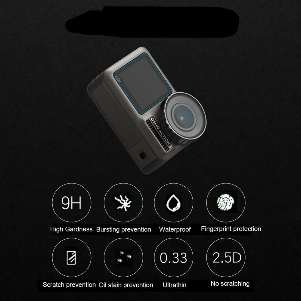 

3Set Tempered Glass Film Dual Screen + Lens Protector For DJI OSMO Action Camera