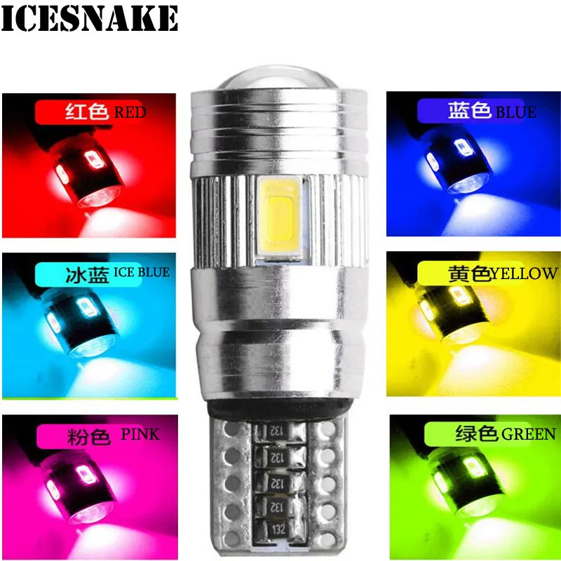 

10pcs T10 W5W Led 6 SMD 5630 194 LED Lights Wedge Bulb W5W 501 canbus no error Lamp Auto clearance lights 12V White Canbus Led