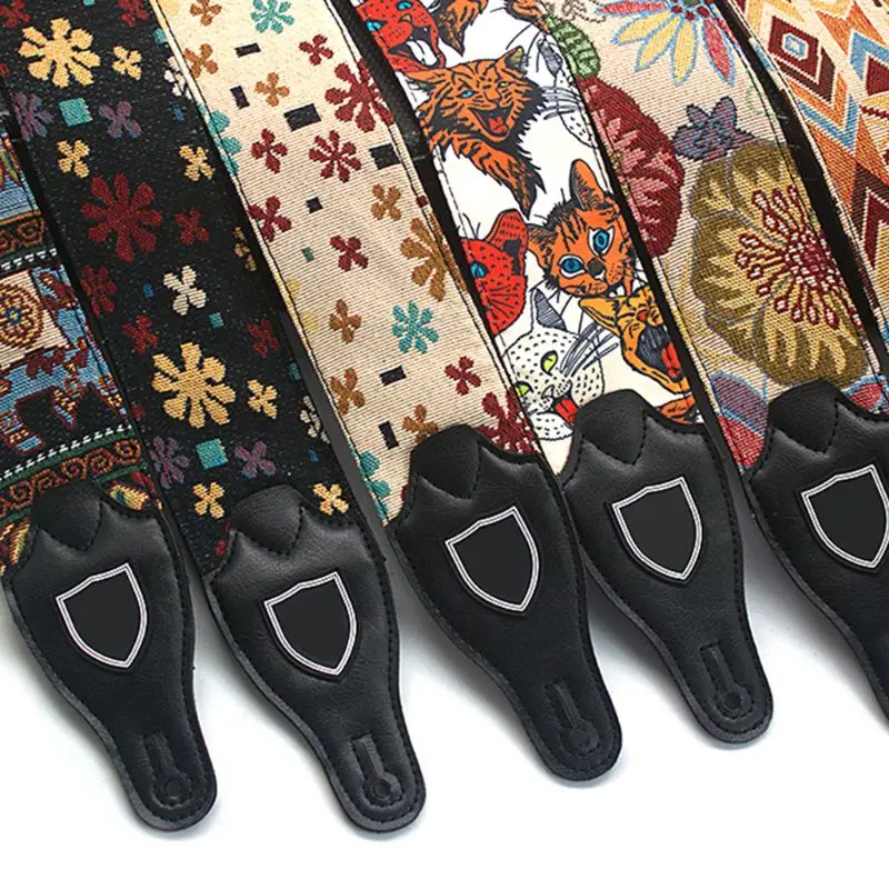 

Adjustable Embroidered Cotton Guitar Strap Belt for Electric Acoustic Guitar Bass Parts Replacement Accessories