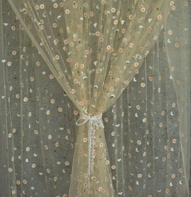 Тюлевая сетчатая кружевная ткань с вышивкой ромашки для штор Кукольное платье