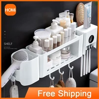 hair dryer bracket bathroom organizer shelf storage rack home accessories item toothbrush holder toothpaste squeezer no drill