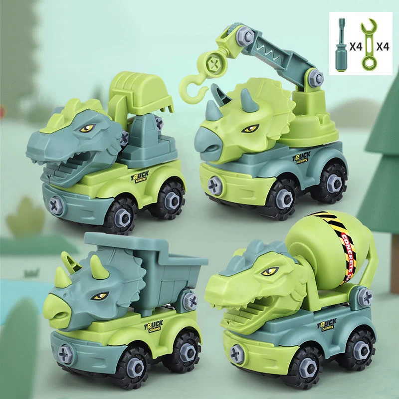 

Construction Toy Engineering Car Fire Truck Screw Build and Take Apart Great for Kids Boys, Educational Toy DIY Dinosaurs Car