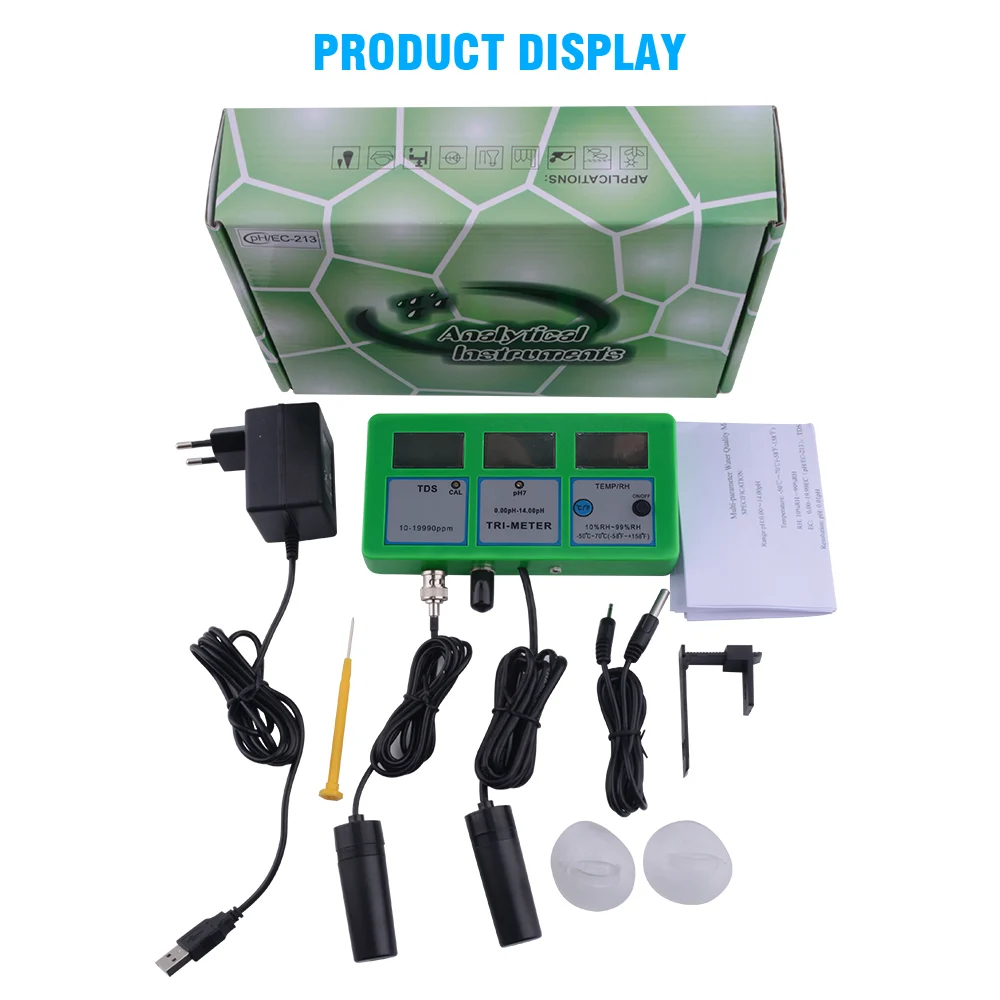 Yieryi pH/TDS 216 PH метр 4 в 1 TEMP TDS RH тестер качества воды монитор с электродом для