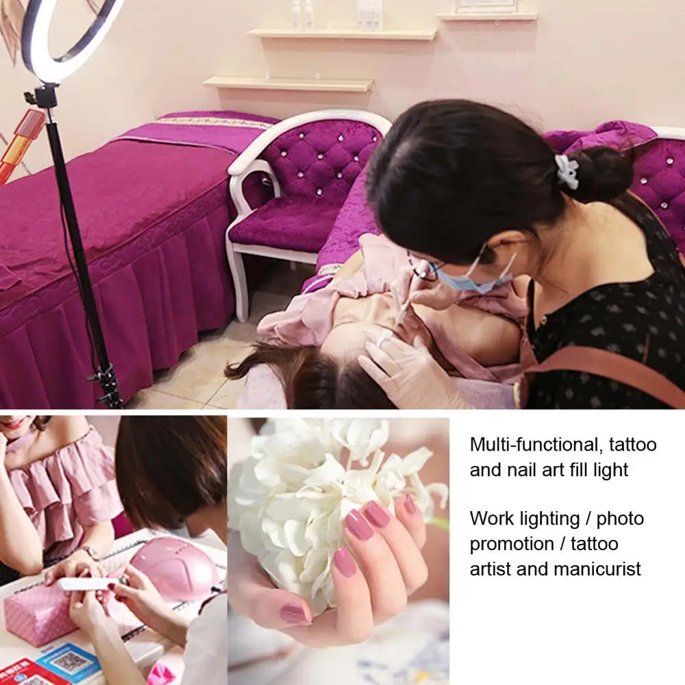 Live LED Selfie Ring Light Studio Photography Photo Fill with Tripod for Permanent Makeup Tattoo Accessory Cute Pink | Красота и