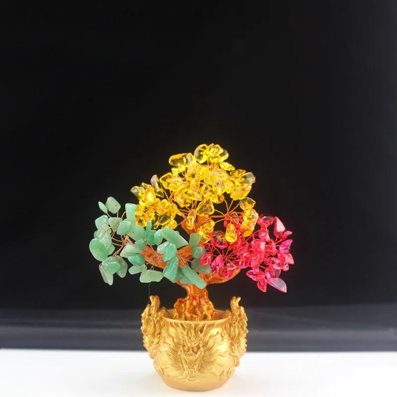 Премиум мини хрустальные деньги дерево бонсай стиль удача фэн шуй приносит