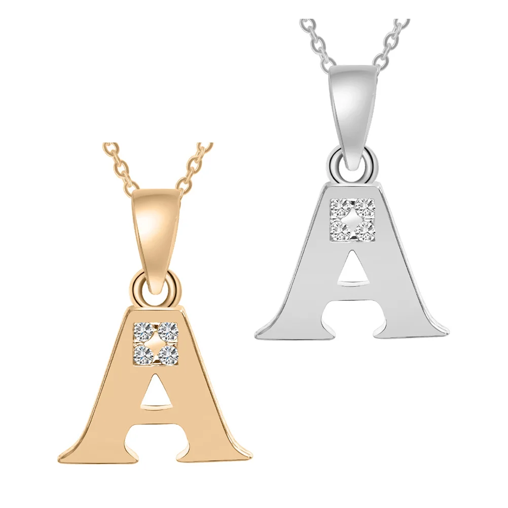 

2 шт., медное ожерелье с надписью A-Z, модное циркониевое ожерелье с подвеской для