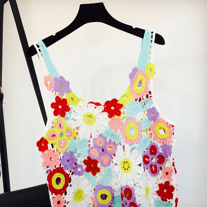 Женские Короткие жилеты Gagarich разноцветные Ажурные топы с крючком и цветком