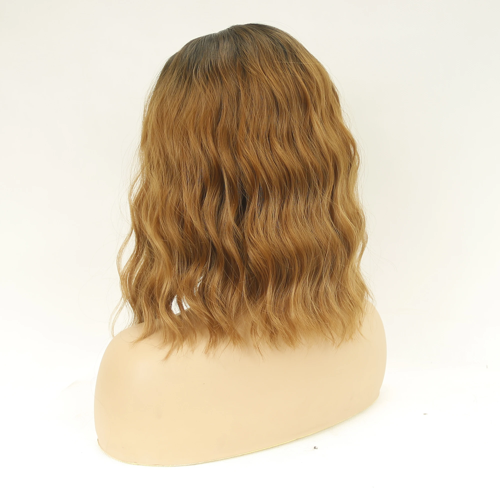 

16 Inch Dark Brown Medium Wave Wig Omber Synthetic Hair Water Wave Women's Wigs Natural Heat Resistant Lolita Wig Peruca Cosplay