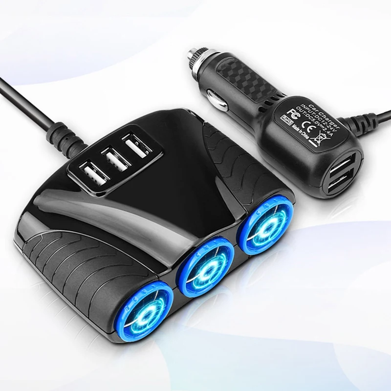 

Multifunctional Car Cigarette Lighter 3 IN 1 Automobile Multi Socket Adapter Splitter Auto USB Charger Adapter Car Parts12V 24V