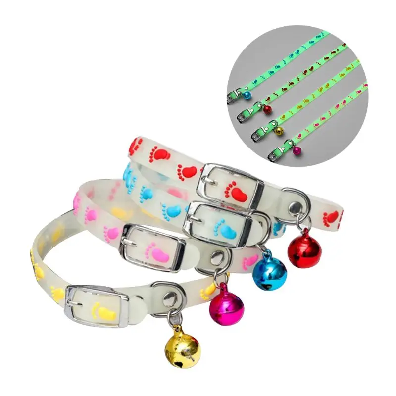 

Pet Glowing Collars with Bells Glow at Night Dogs Cats Light Luminous Necklace