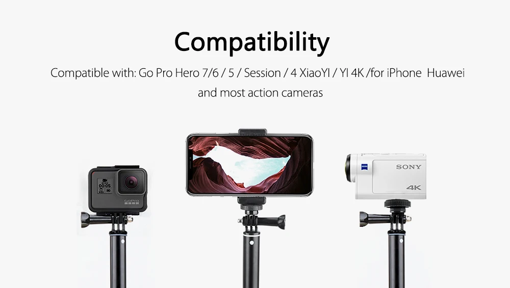 Vamson для Gopro Hero 7 6 5 штатив монопод Регулируемая селфи палка для телефона для GoPro аксессуары для Xiaomi Yi SJCAM VP422