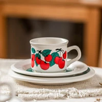 180ml european retro coffee cup set with saucer porcelain microwave oven milk handgrip mug flower pattern teacup