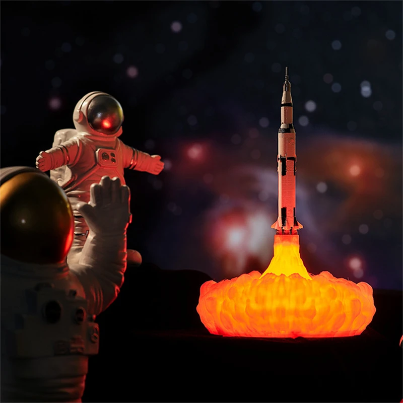Скидка Светодиодный космический светильник с 3D рисунком ракеты, ночник с мягким аккумулятором для спальни, гостиной, кемпинга, пешего туризма, дом...