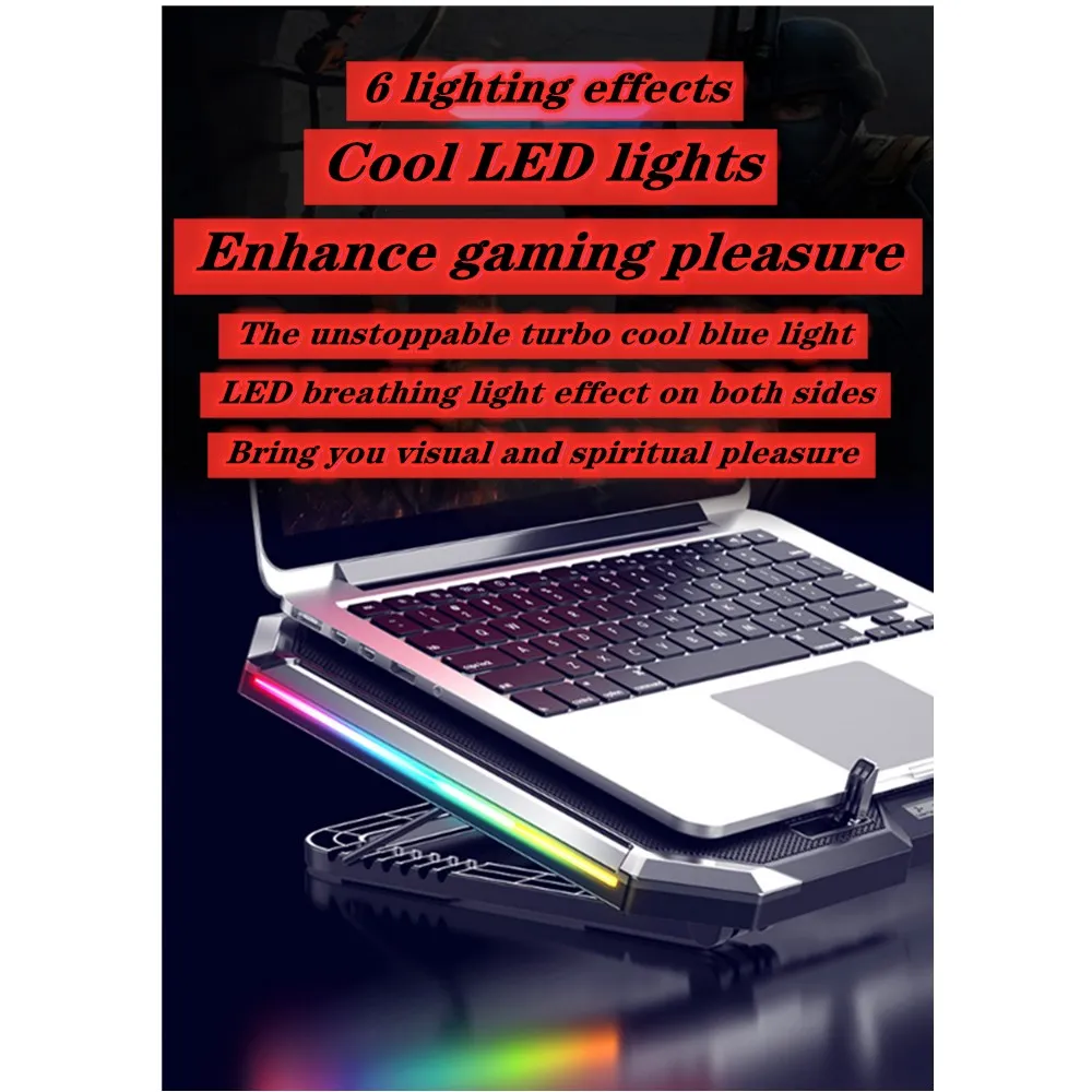 Новый ноутбук радиатор основания ЖК-кнопка управления RBG светильник шесть ядер