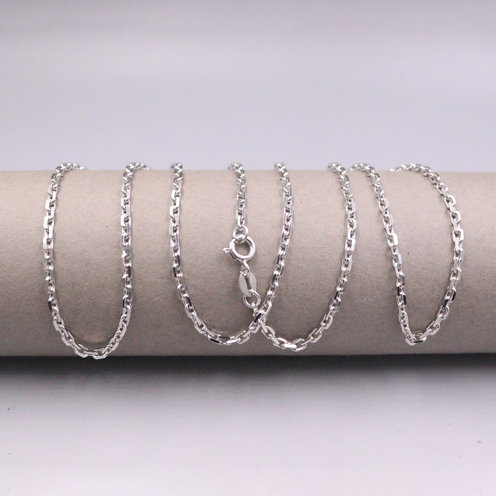 

Real 925 Sterling Silver Necklace 2.2mm Cable Link Chain 26inch Stamped S925 Spring Ring Clasp
