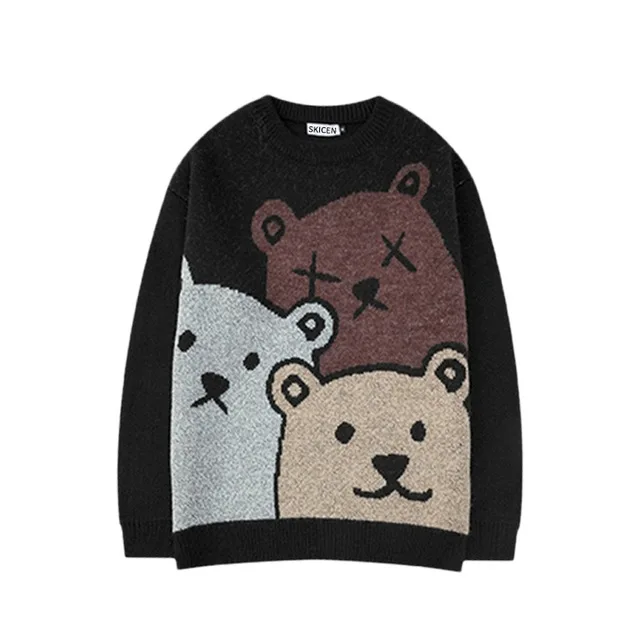 

Lovely cartoon autumn winter day department Korean edition bear lovers sweater men and women trend loose round collar knitwear