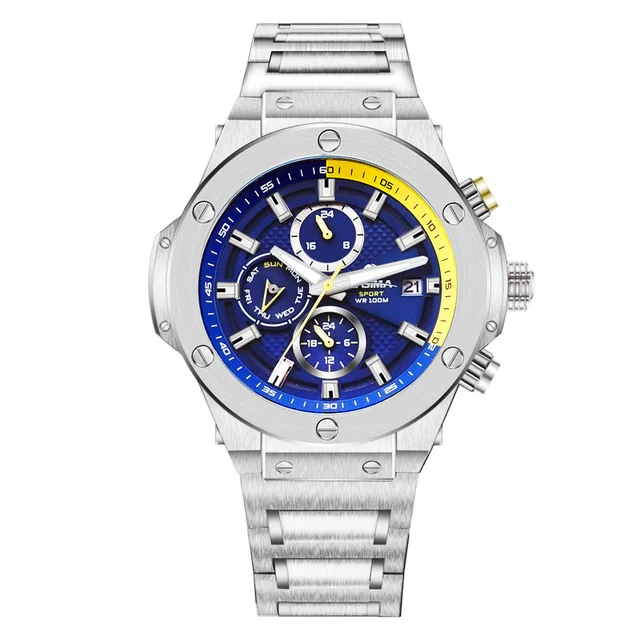 Silver Blue Relogio Masculino бренд CASIMA роскошные часы для мужчин 100 м водонепроницаемые светящиеся Спортивные кварцевые наручные часы Saat Reloj Hombre - Цвет: Silver Blue