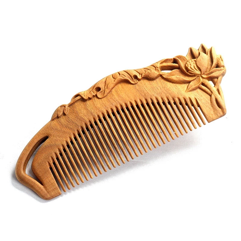 

Hand Carved Sandalwood Craft Comb Professional Haircut Carved Massage Comb Hair Brush Styling Tool