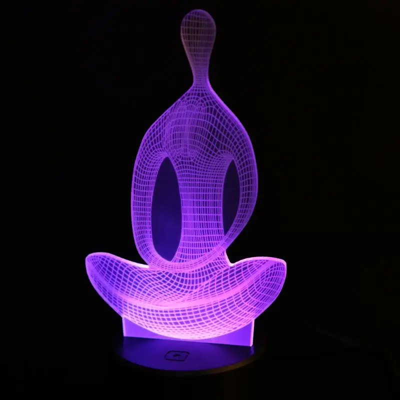 3D иллюзия Йога Медитация светильник 7 цветов Изменение светодиодсветодиодный